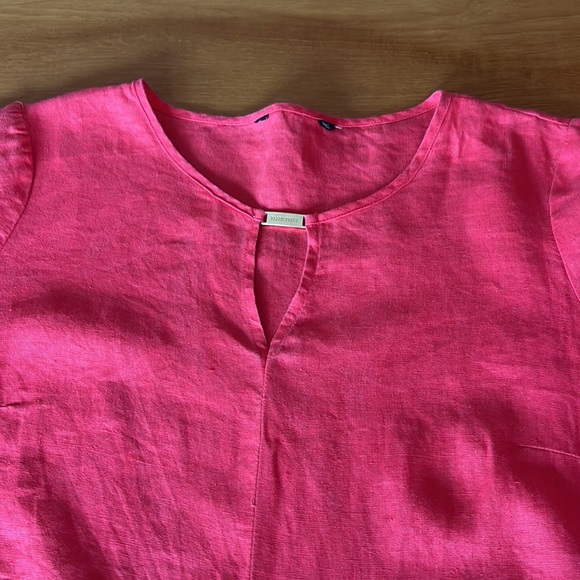 Ellen Tracy Short Sleeve Shirt, 100% Linen, Tie Front & Key Hole Accent,… - Picture 8 of 15